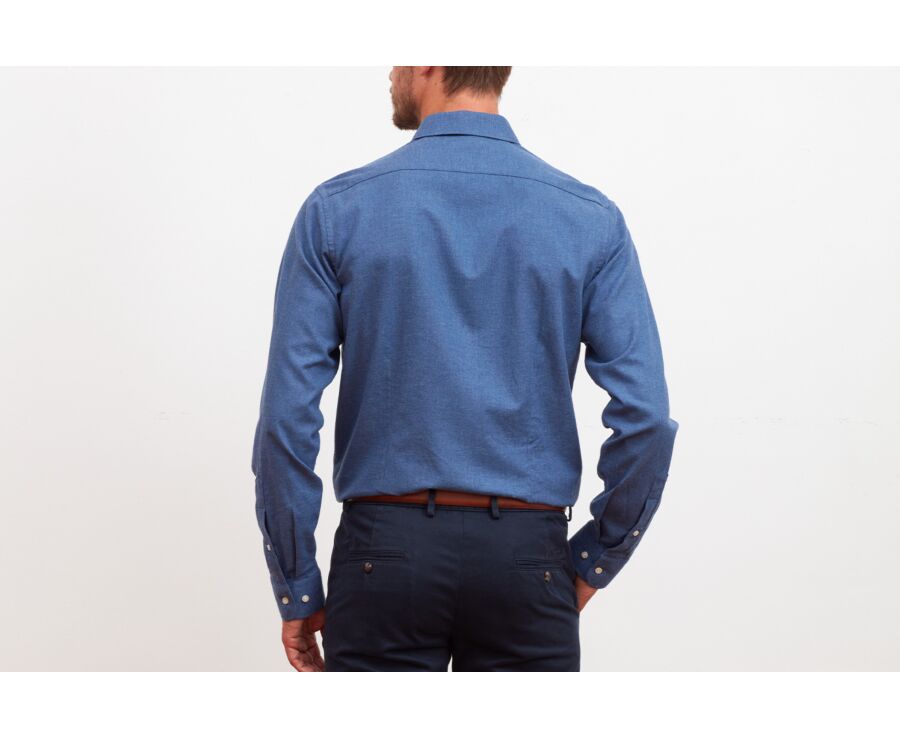 Chemise flanelle homme Bleu chiné - BARTHOLD