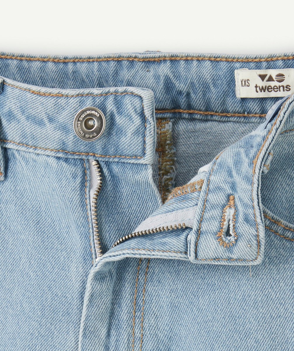 PANTALON WIDE LEG FILLE EN DENIM BLEU LOW IMPACT AVEC TAILLE HAUTE