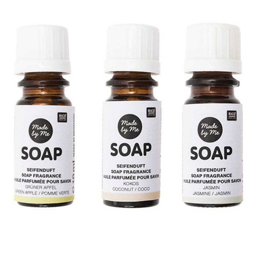 3 huiles parfumées 10 ml pour savon - pomme, noix de coco, jasmin