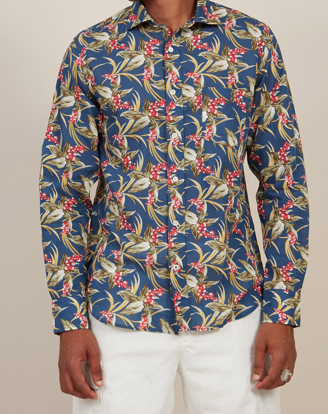 Hartford Chemise en Coton & Lin Regular Paul marine