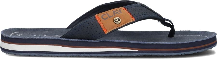 Clay Blauwe Leren Heren Slippers