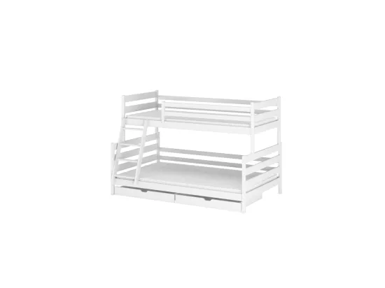 Lit Superposé FANNY 90x200/120x200 Blanc - blanc Livré avec le sommiers et tiroir.