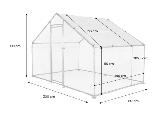 Enclos pour poulailler 6m² - Babette - Volière en acier galvanisé. bâche de toit imperméable et anti UV. porte avec loquet. enclos pour animaux 3x2m