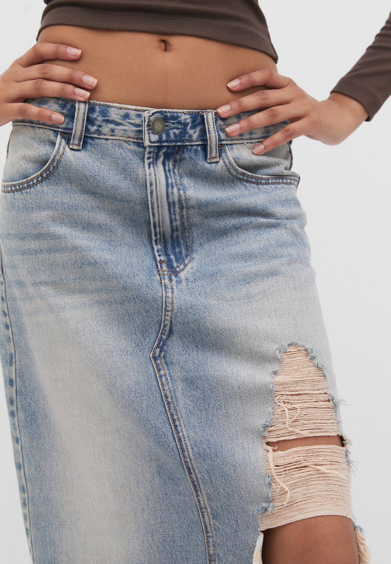 Saia jeans rasgada