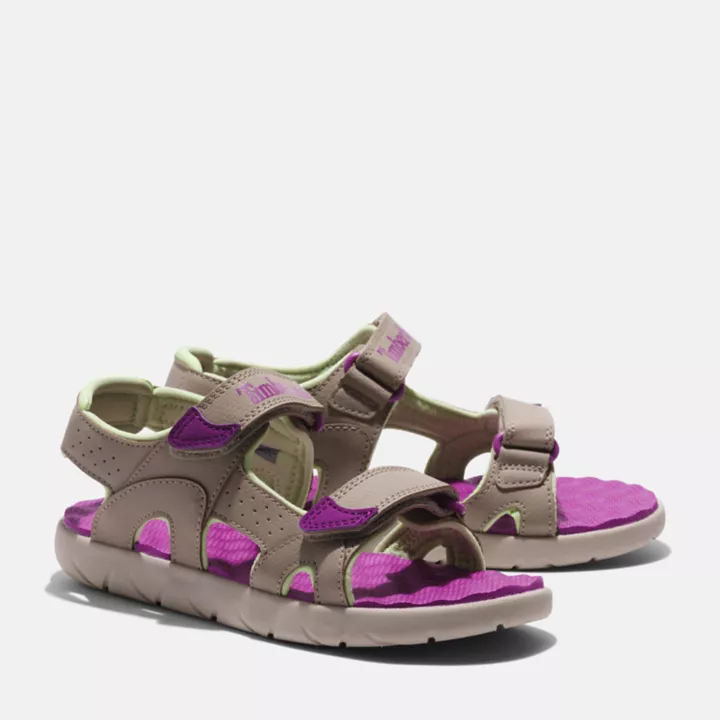 Sandales à double bride Perkins Row junior en beige/violet