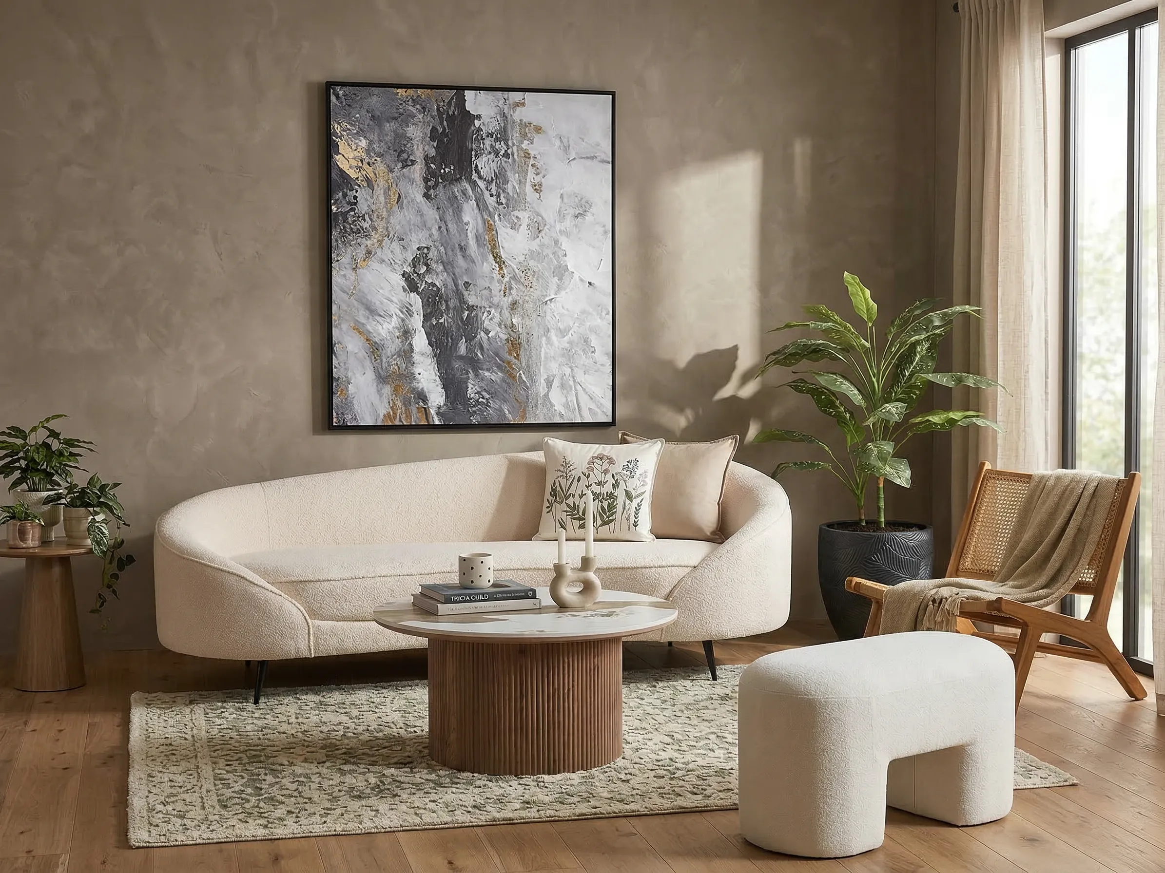 Bank 2-zits SAVAR Bouclé Beige