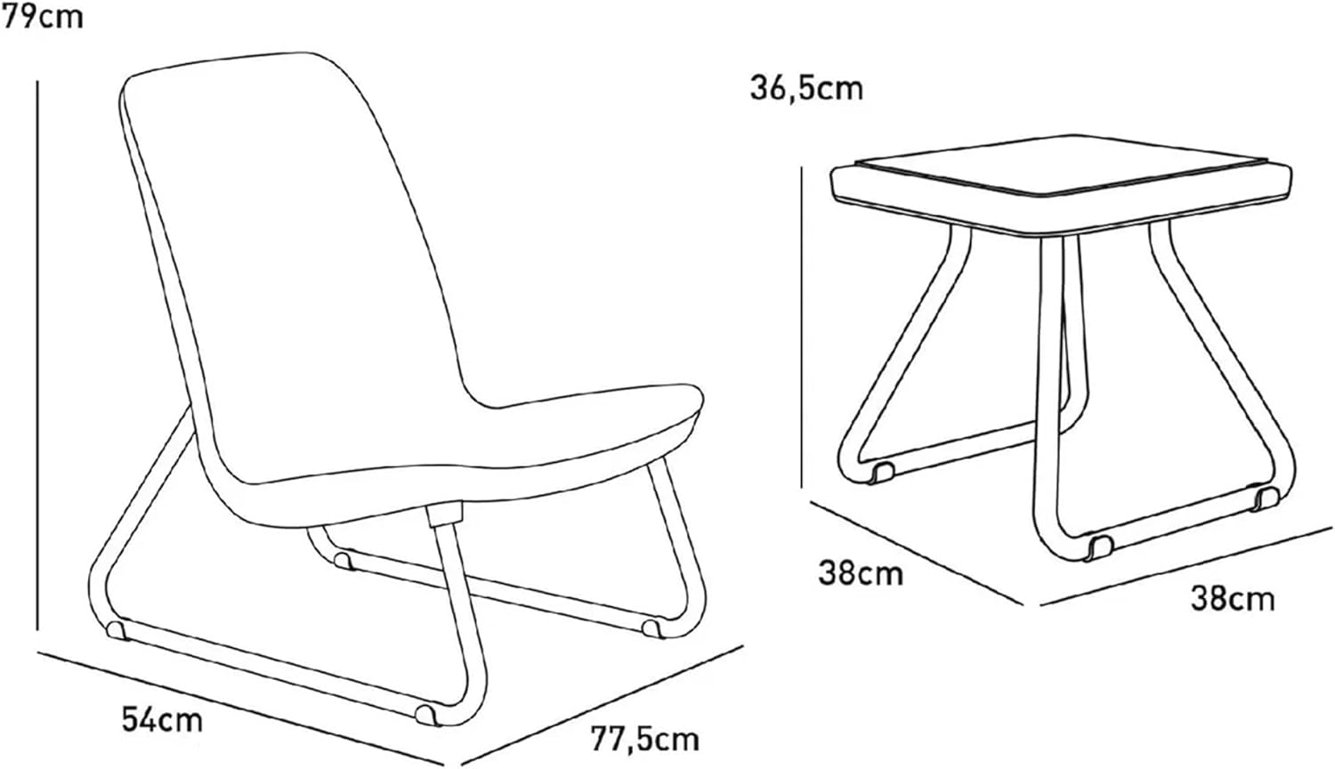 Keter 17197637 Lounge Set Rio, Rattanoptik, Kunststoff, weiß, Mittel