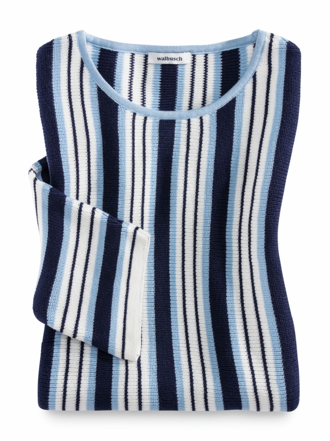 Baumwoll-Pullover Längsstreifen