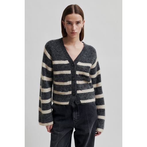 Second Female Ovalis Knit Wide Sleeve Cardigan, Volcanic Ash, M
