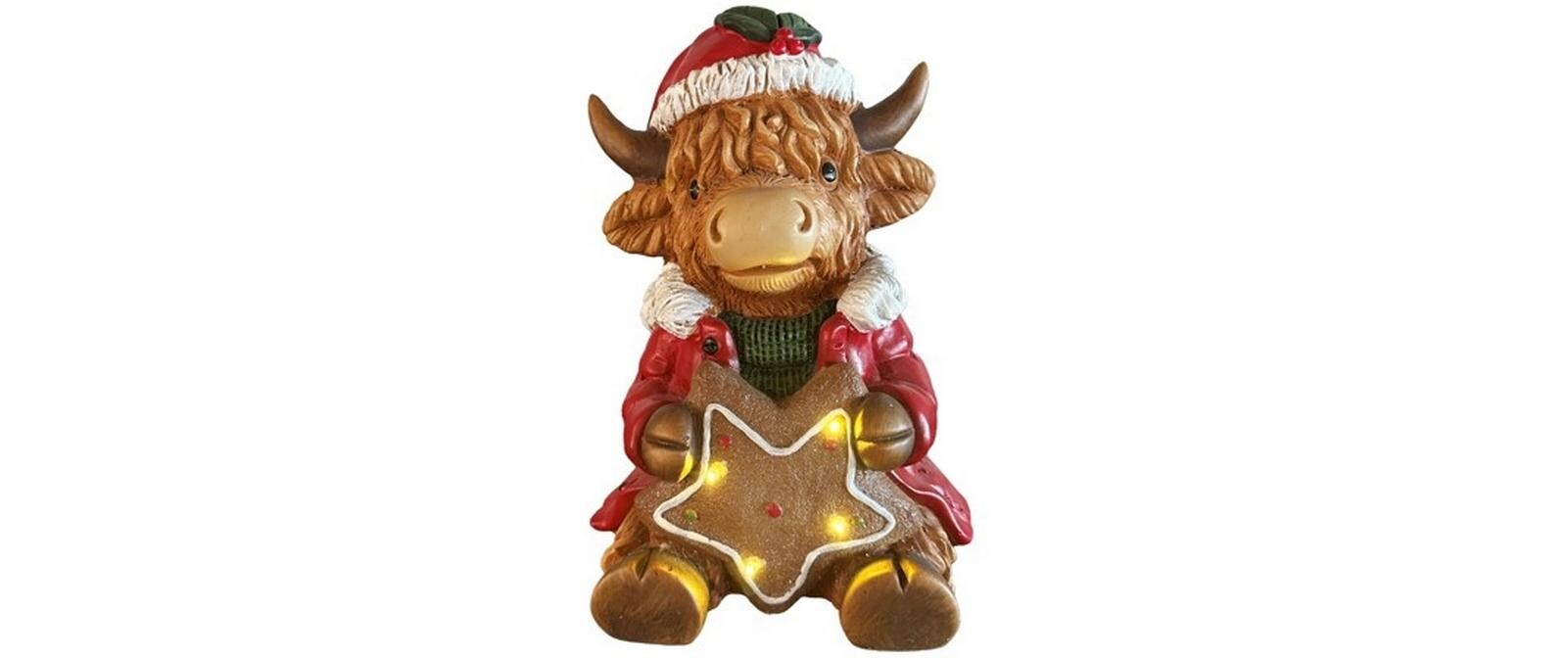 LED Hochlandrind sitzend 23 cm x 20 cm x 31 cmLED-Figur