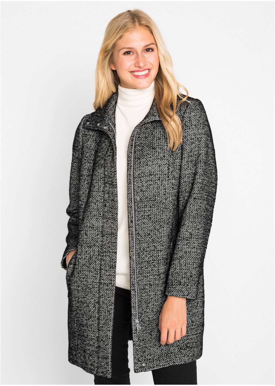 Manteau mi-saison décontracté imitation laine