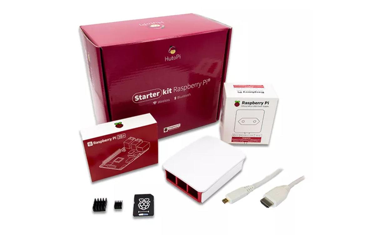 Starter Kit Raspberry Pi 3B+ 1 GB, 16 GB SDRaspberry Pi Entwicklerboard Set mit Netzteil, Gehäuse, SD Karte und Kabel