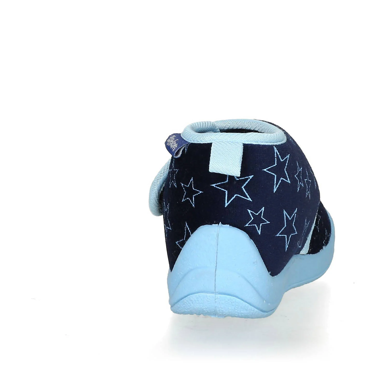 Playshoes pantoffels met sterrendessin Velcro donkerblauw/lichtblauw