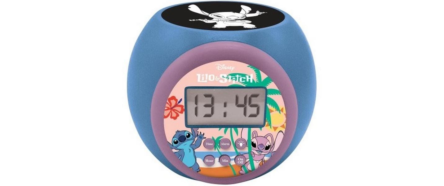 Projektor-Wecker StitchRundlicher Disney Stitch Wecker mit LCD-Anzeige