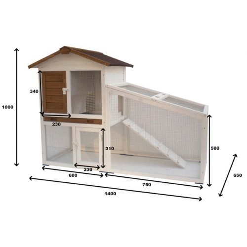 Gaiola de coelho Tommy para jardim, branca