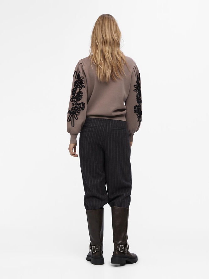 Object OBJJOANA L/S KNIT PULLOVER REP Fossil/black tape