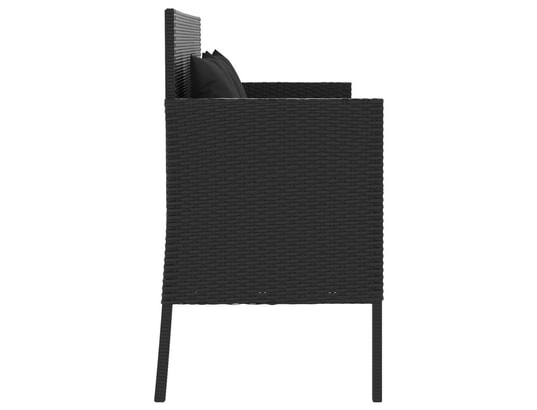 VIDAXL - Banc de jardin avec coussins noir résine tressée