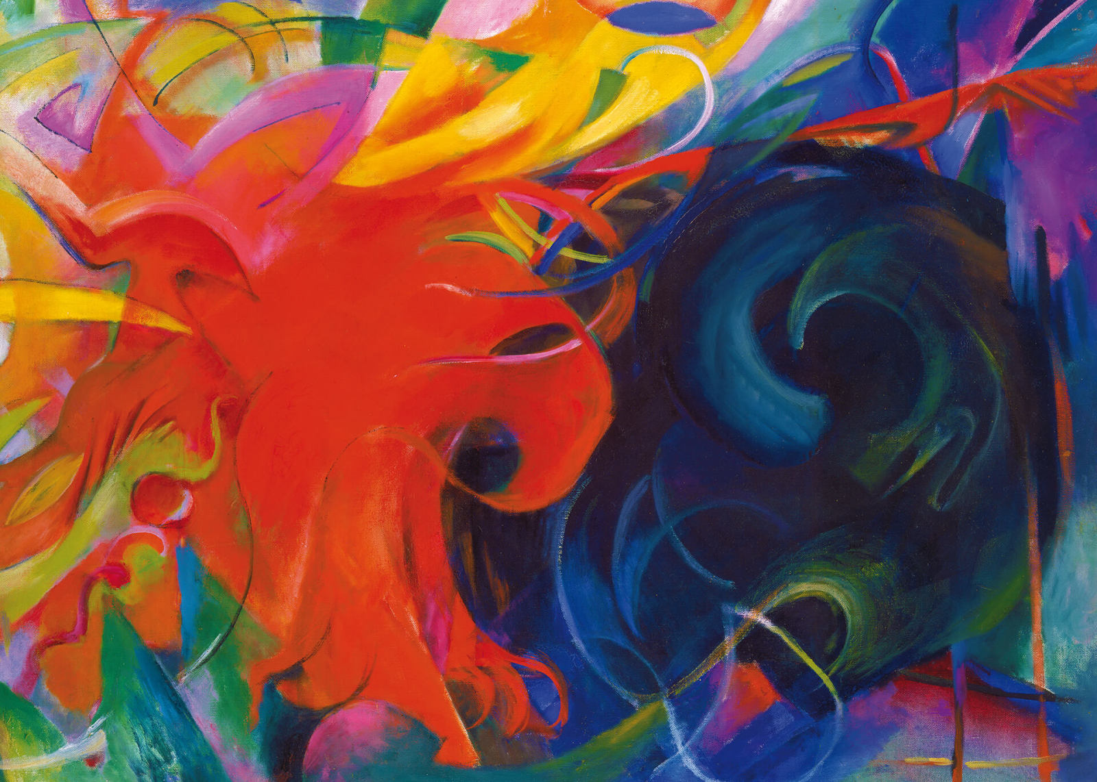 Leinwandbild FARBWIRBEL - blau-orange- 70x50 cm