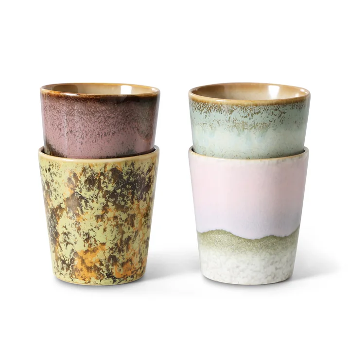 HKliving - 70's Kaffeebecher 230 ml, serendipity (4er-Set)