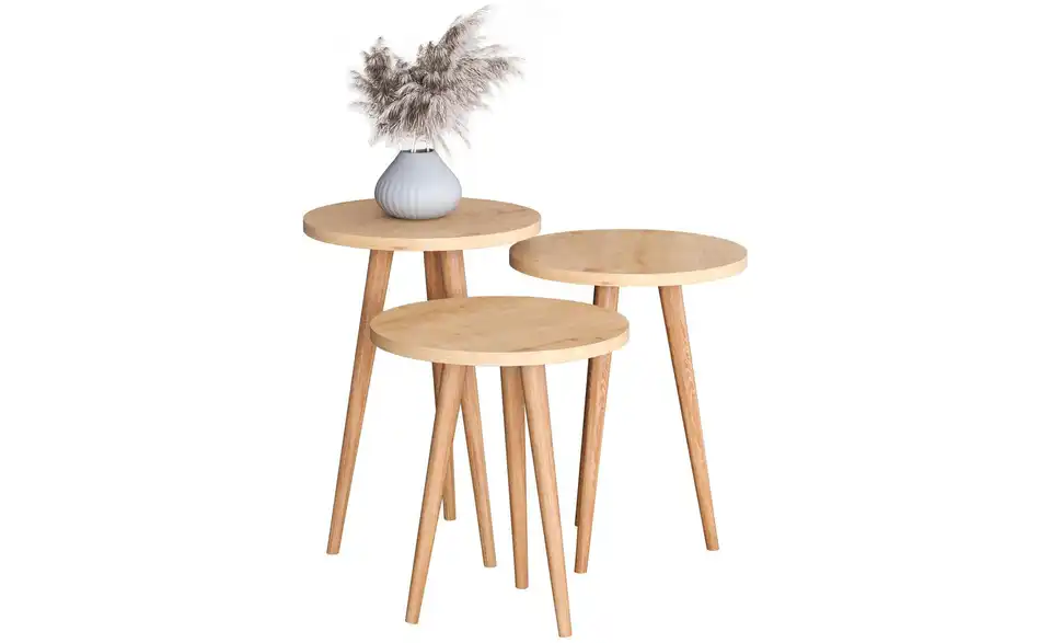Couchtisch 3er-Set 34 cm 34 cm 34x34 Eiche, Eiche (Nachbildung)