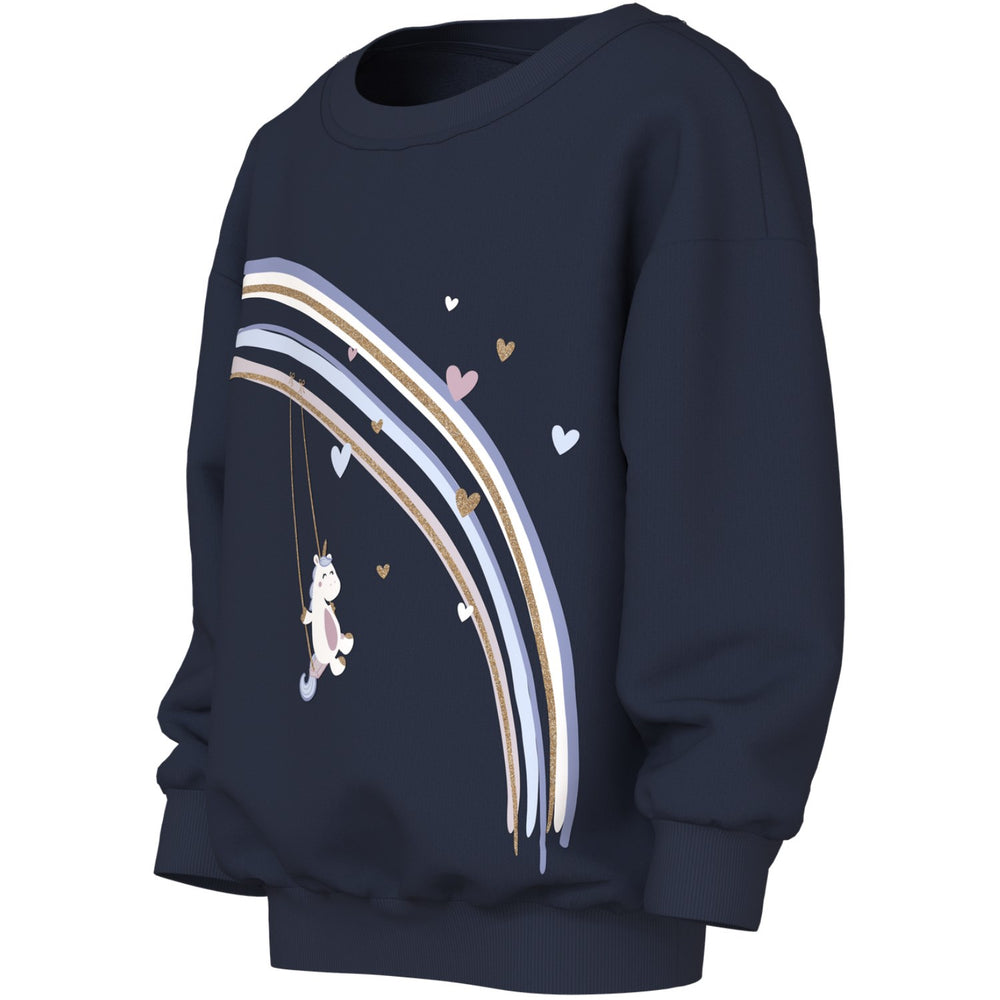 Køb Name It Navy Blazer Unicorn Rainbow Nmfvalona Ls Long Rlx Sweat Bru
