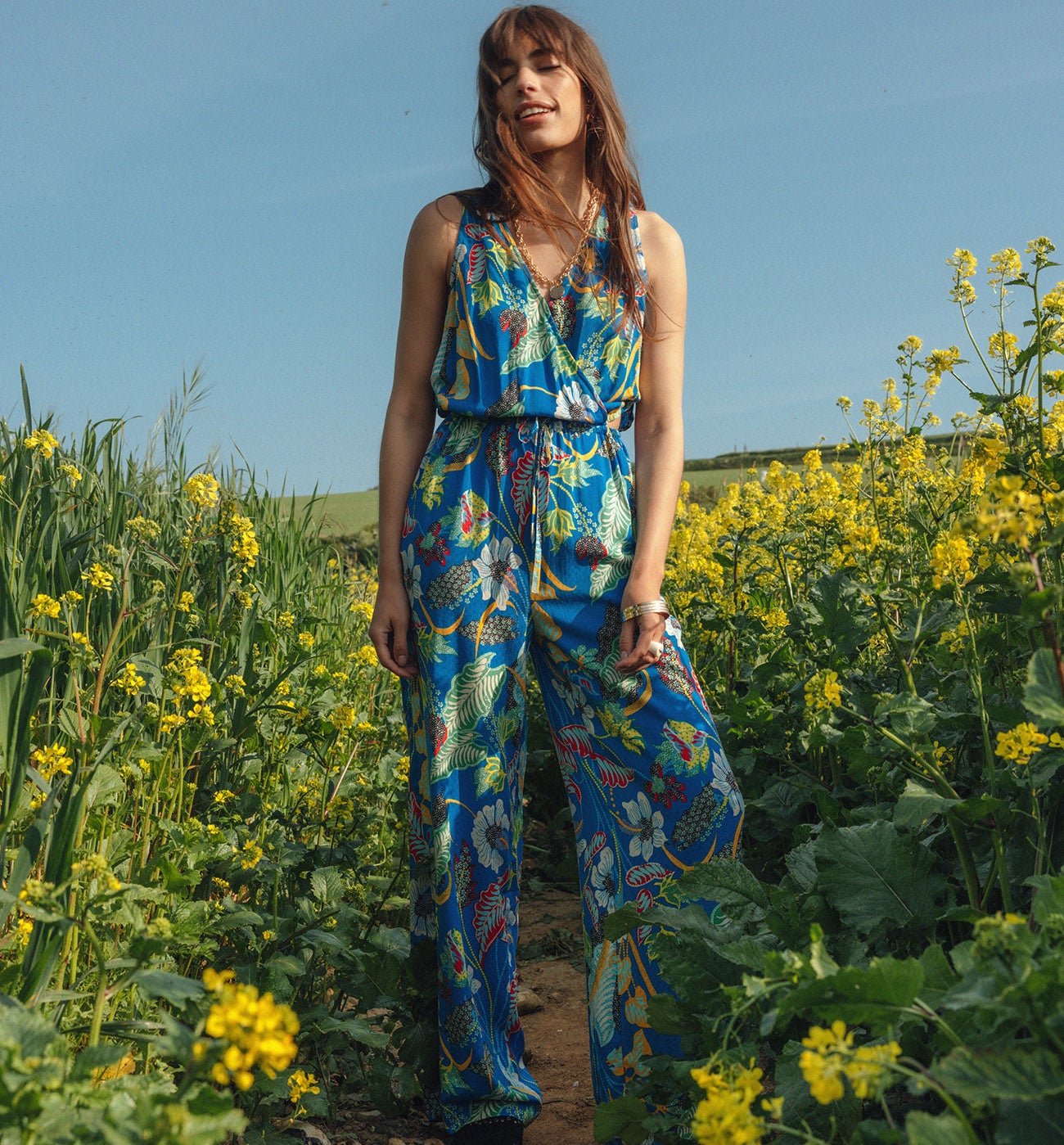 Combi-pantalon imprimée Femme - Imprimé bleu