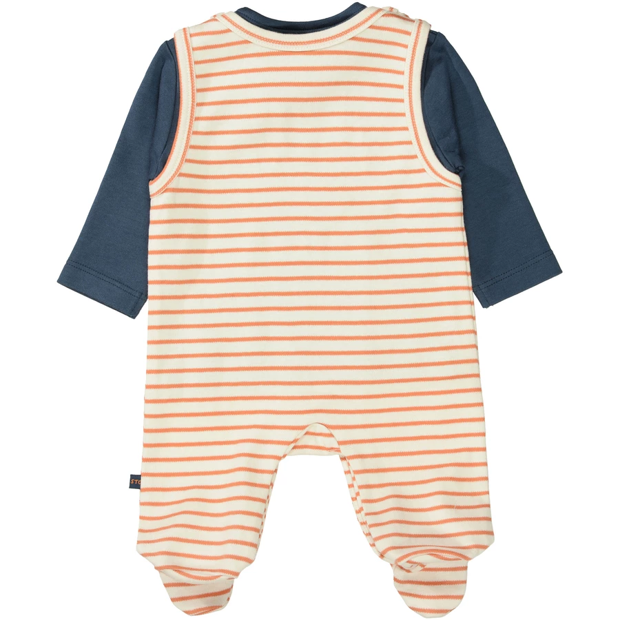 Staccato Strampler+Shirt orange gestreift