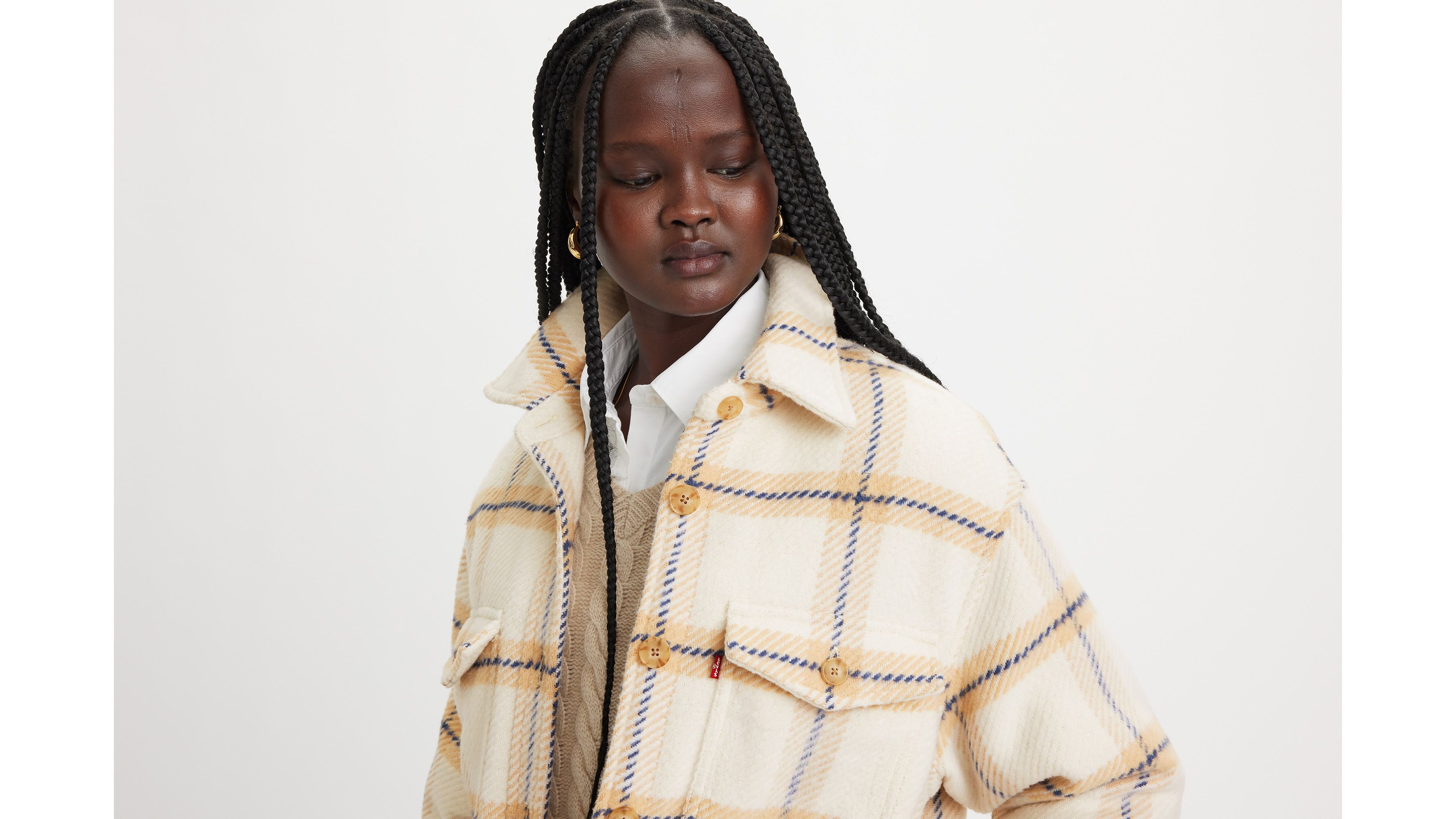 Veste-chemise Nola - Etta Plaid Almond Buff - Beige