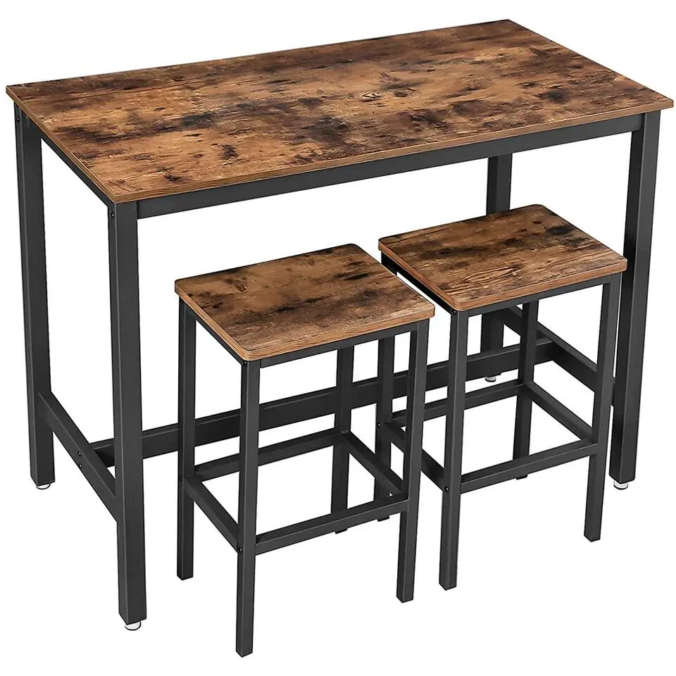 Parya Home Bartafel Set - Bartafel incl. twee barstoelen - Industrieel - Vintage