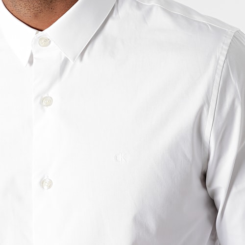 Chemise Manches Longues CK Chest Logo 9065 Blanc