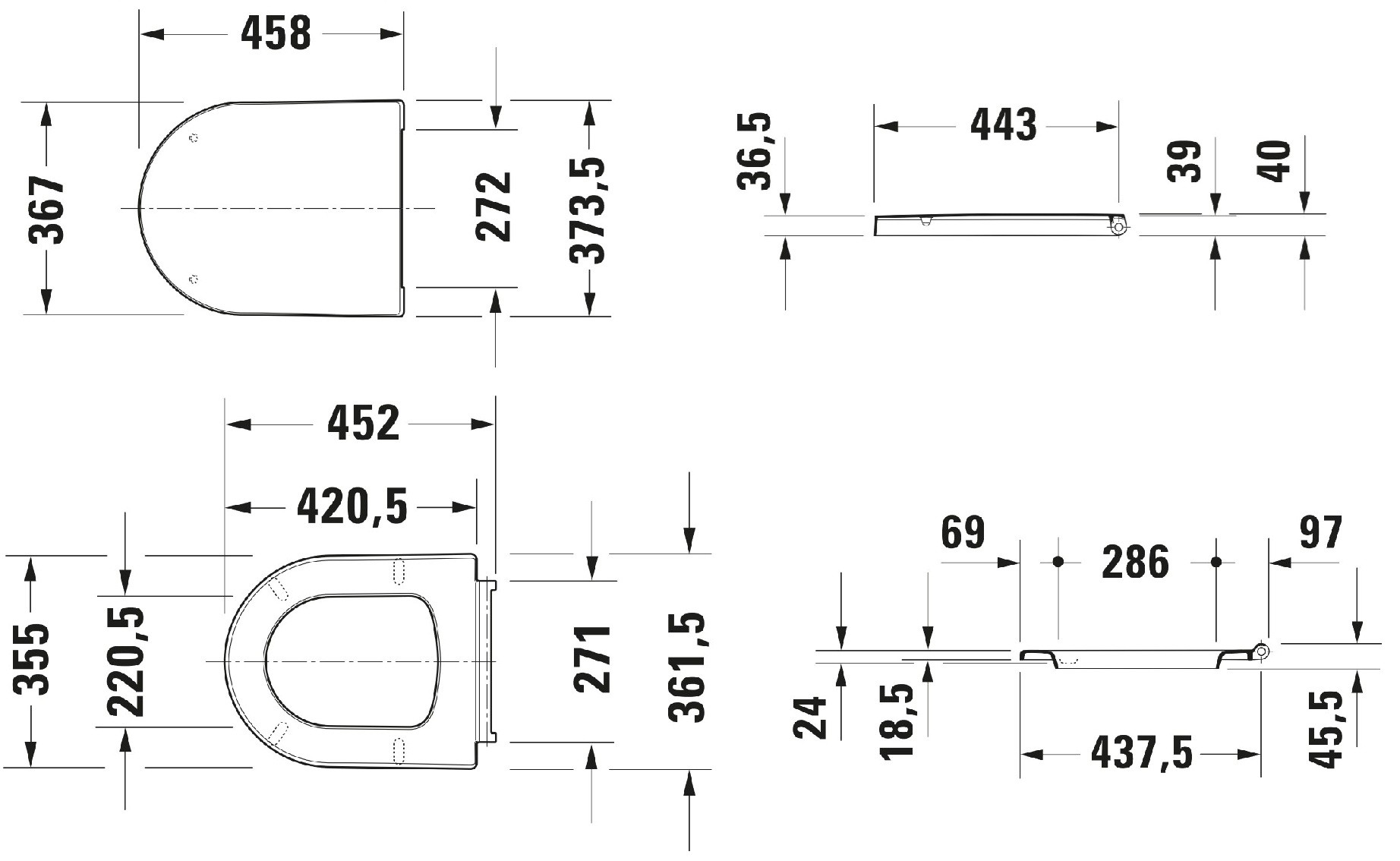 Duravit Starck Me softclose toiletzitting wit glans