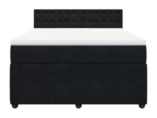 Sommier à lattes de lit avec matelas Noir 140x190 cm Velours