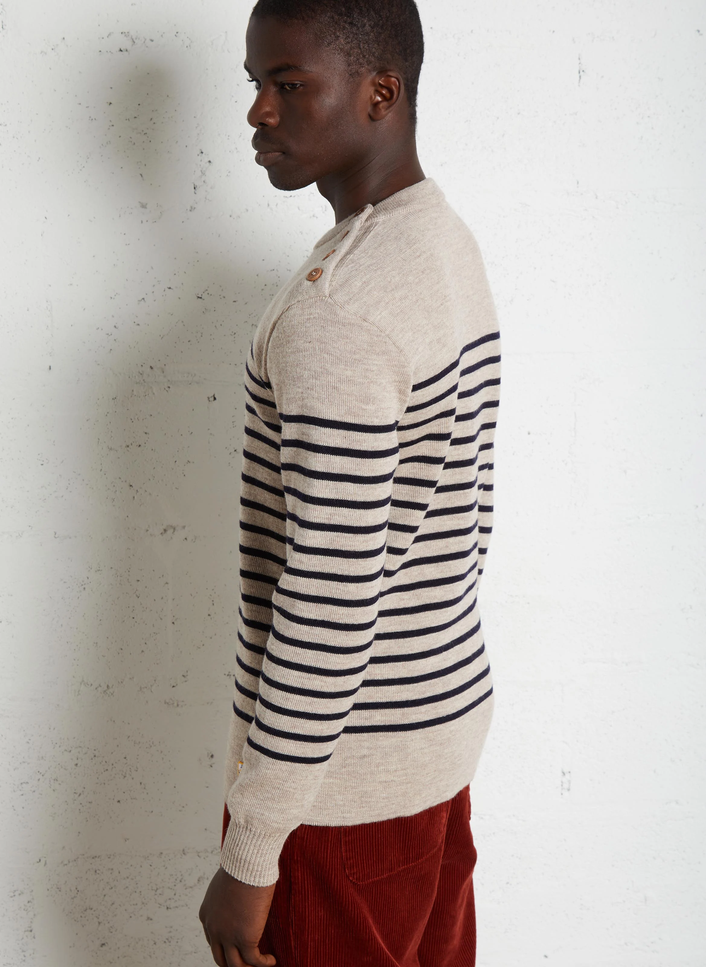 Pull col rond regular-fit en laine | Multicolore