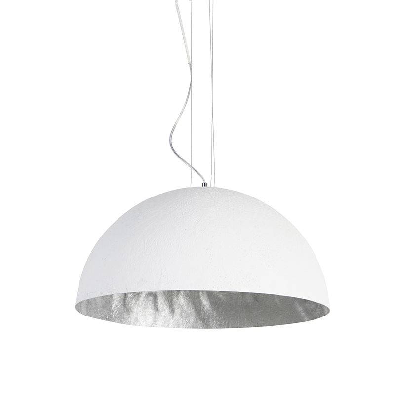 Moderne hanglamp wit met zilver 50cm - Magna