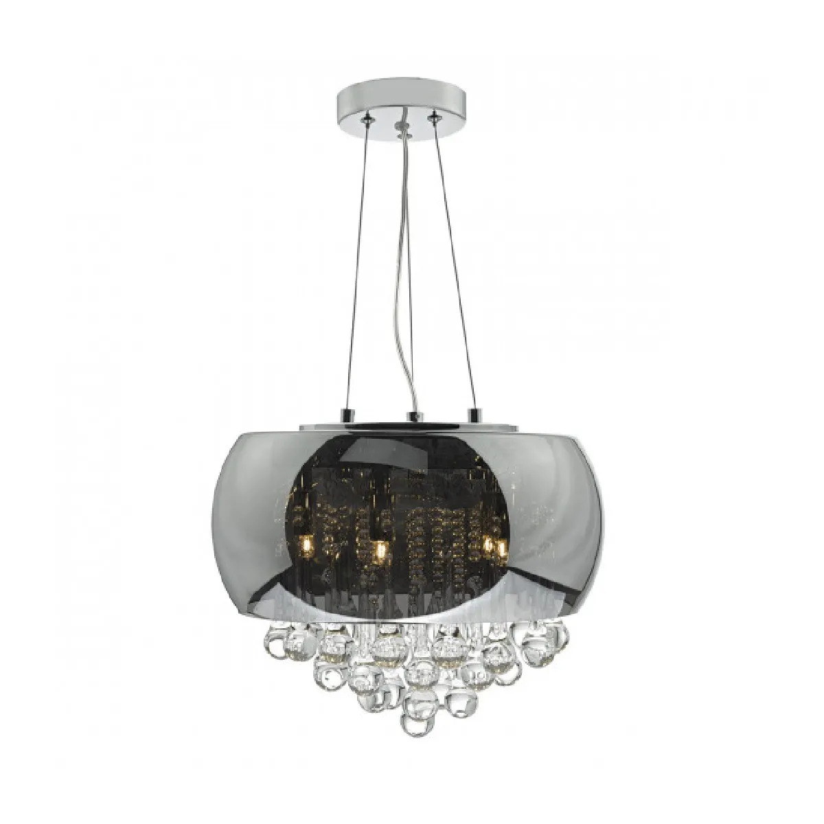 Luminaire Center Suspension Giselle verre fumé et chrome