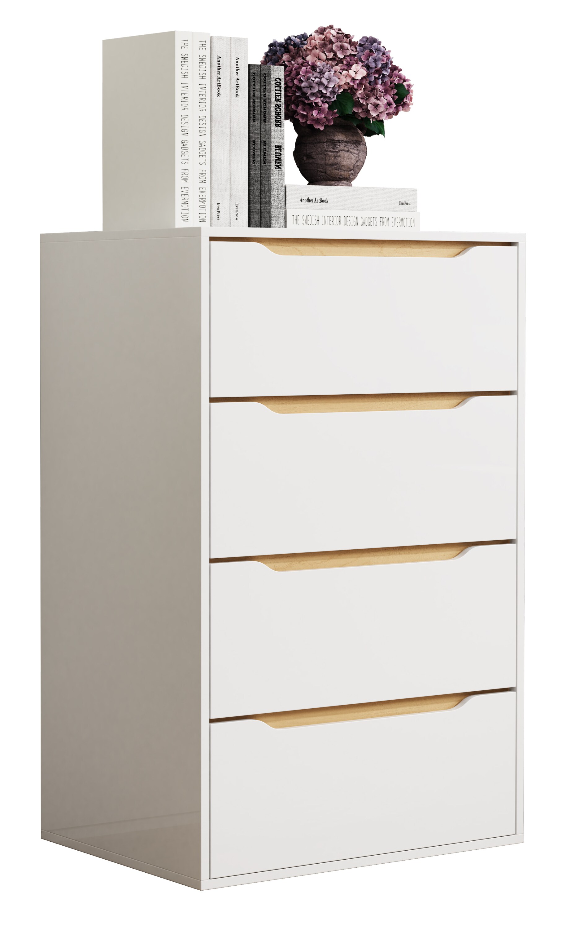 VCM Holz Kommode Sideboard Nachttisch Schrank 4 Schubladen Malira XL