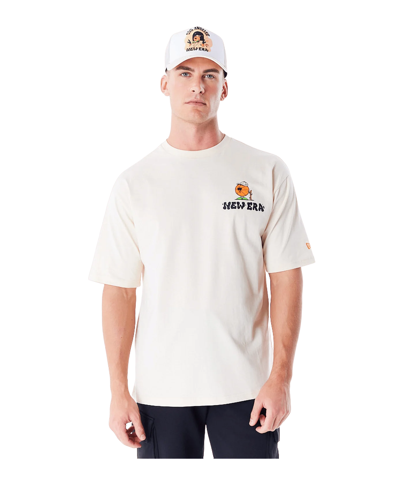 New Era Ne Los Angeles City Graphic Oversized T-Shirt Beige