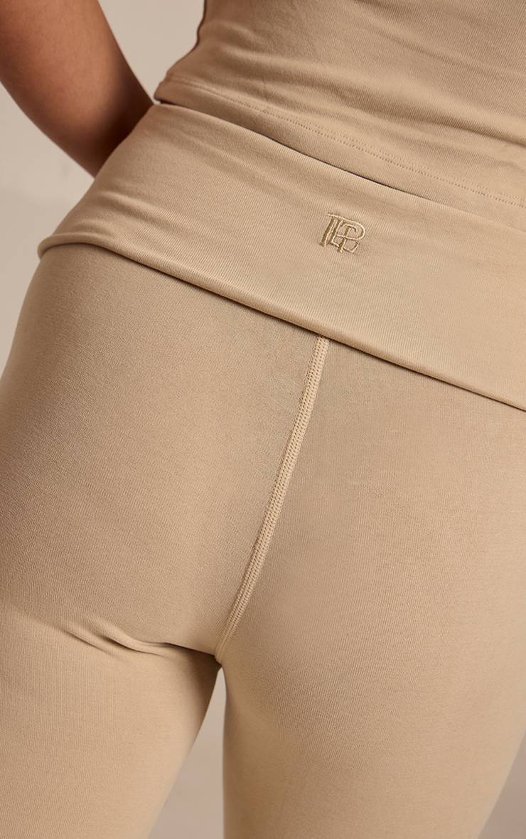 Beige Pantalon De Yoga En Coton Doux Mélange Prune Profond
