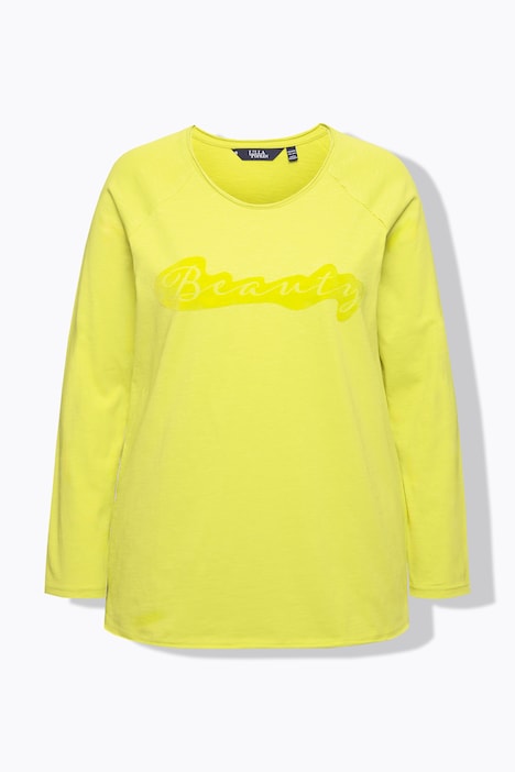 Shirt, Flockdruck, A-Linie, Rundhals, Langarm, offenkantig