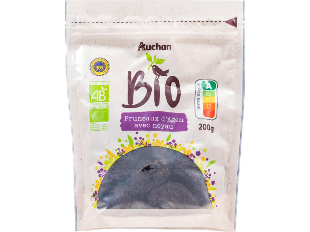 AMEIXAS AUCHAN D'AGEN BIO SECAS COM CAROÇO 200G