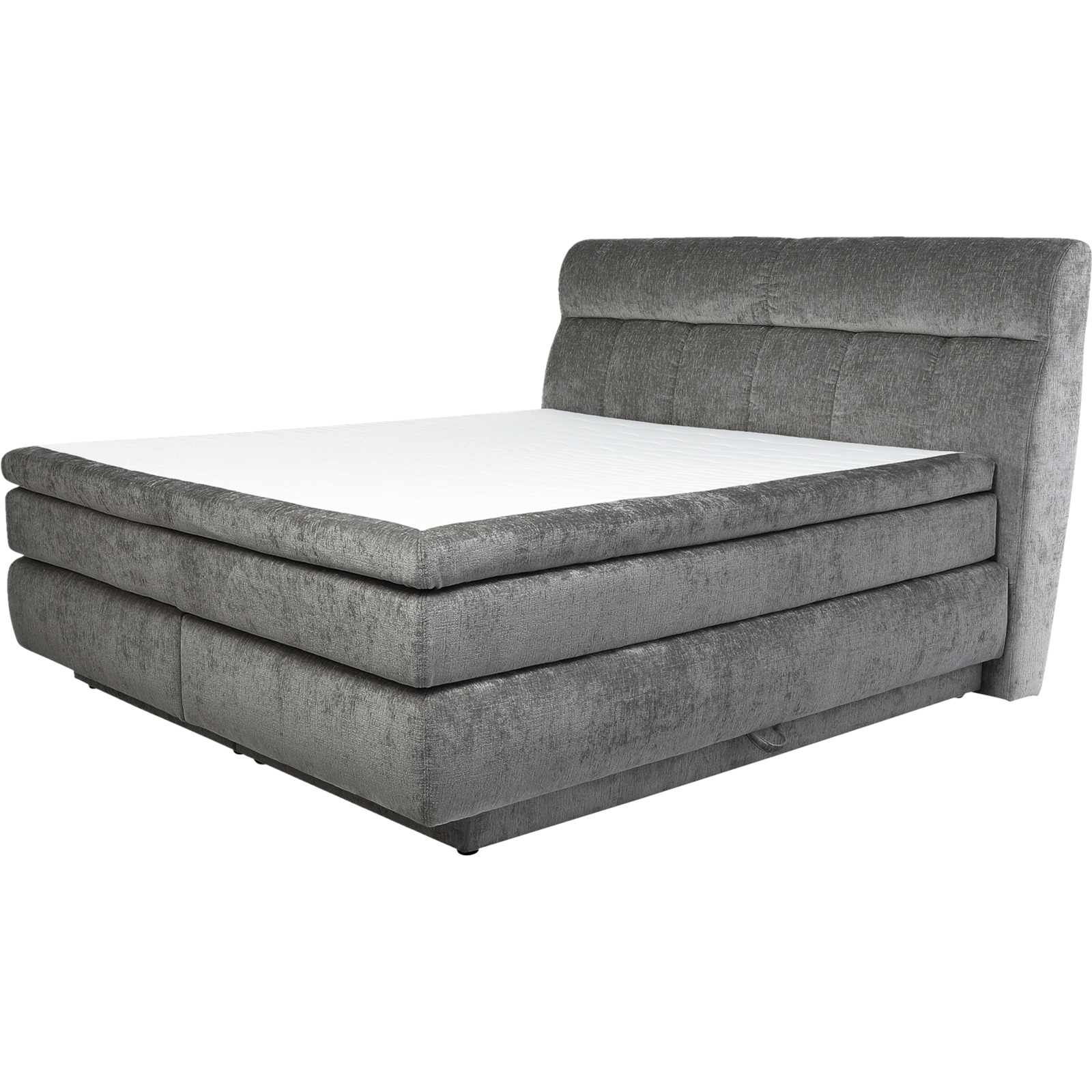 Boxspringbett Queen Max Stoff Chenille 180 x 200 cm, mit Bettkasten grau