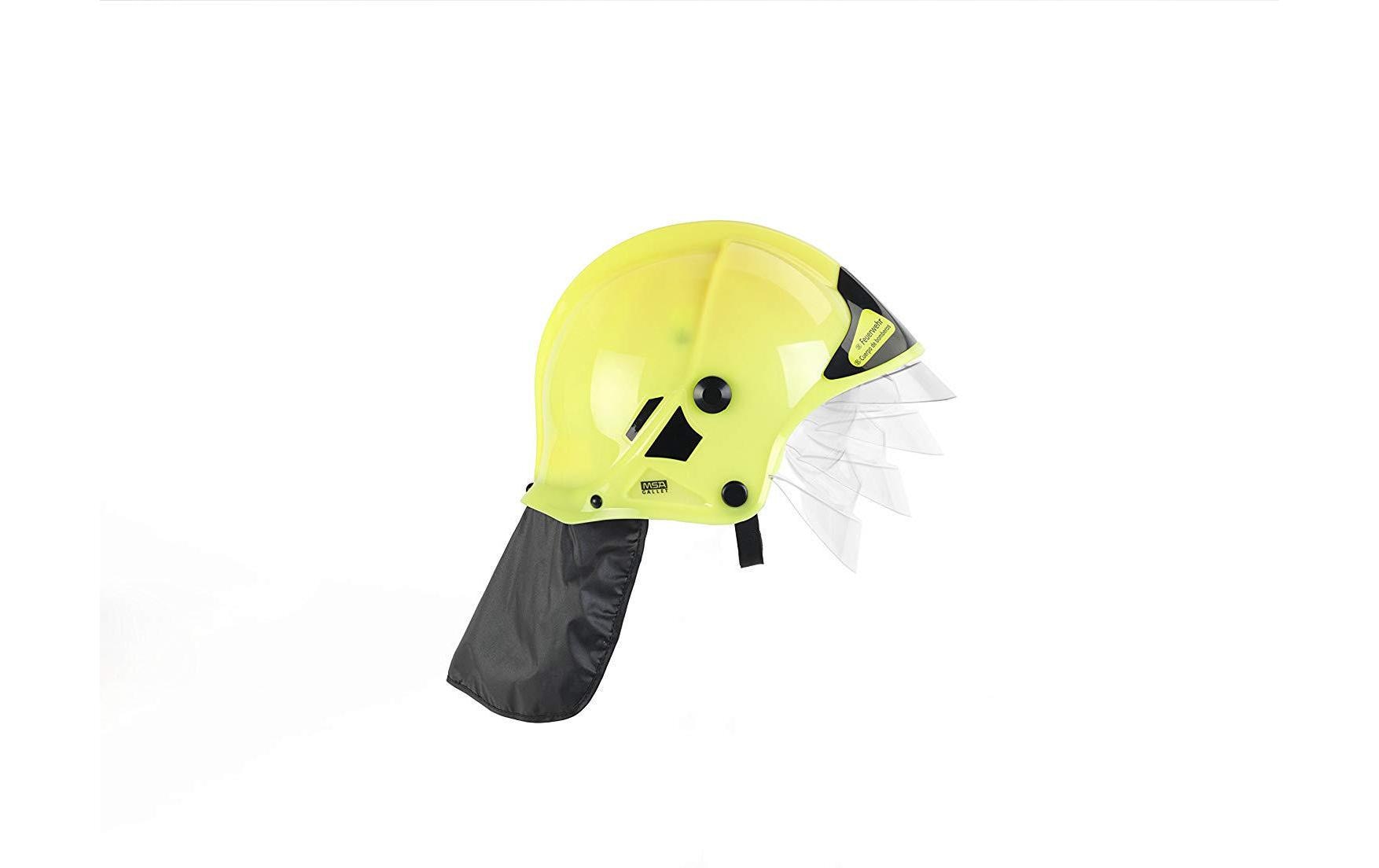 Feuerwehr Helm mit VisierOriginalgetreue Nachbildung im MSA-Design