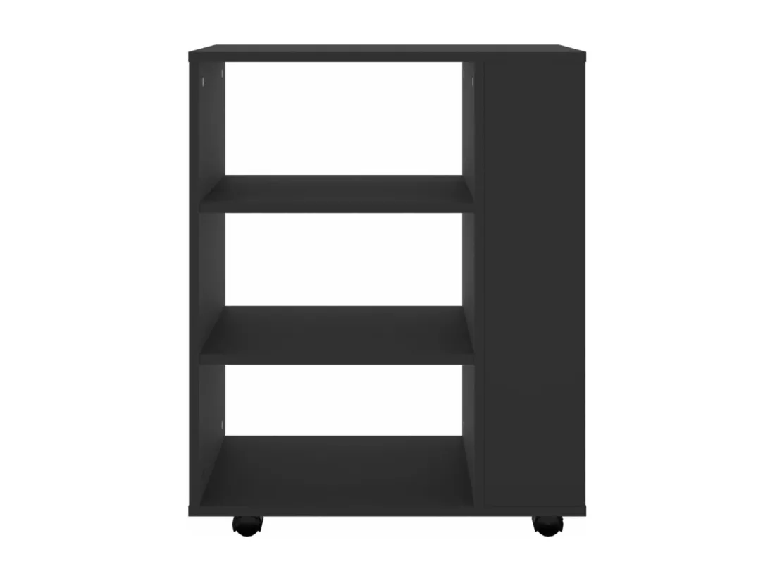 Armoire à roulettes Noir 60x35x75 cm Bois d’ingénierie