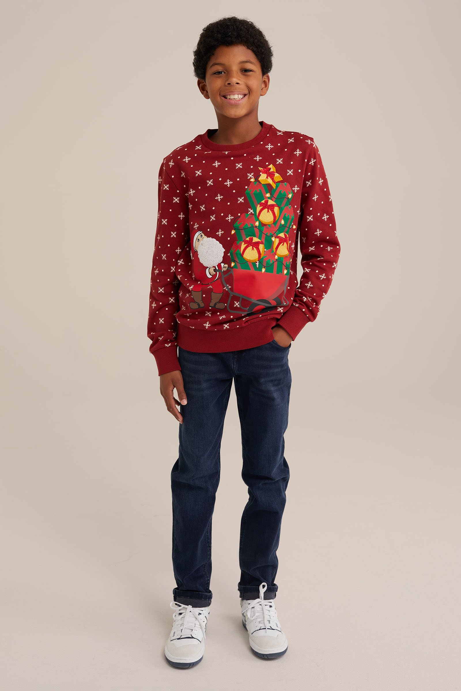 Jongens sweater met dessin WE Fashion Donkerrood
