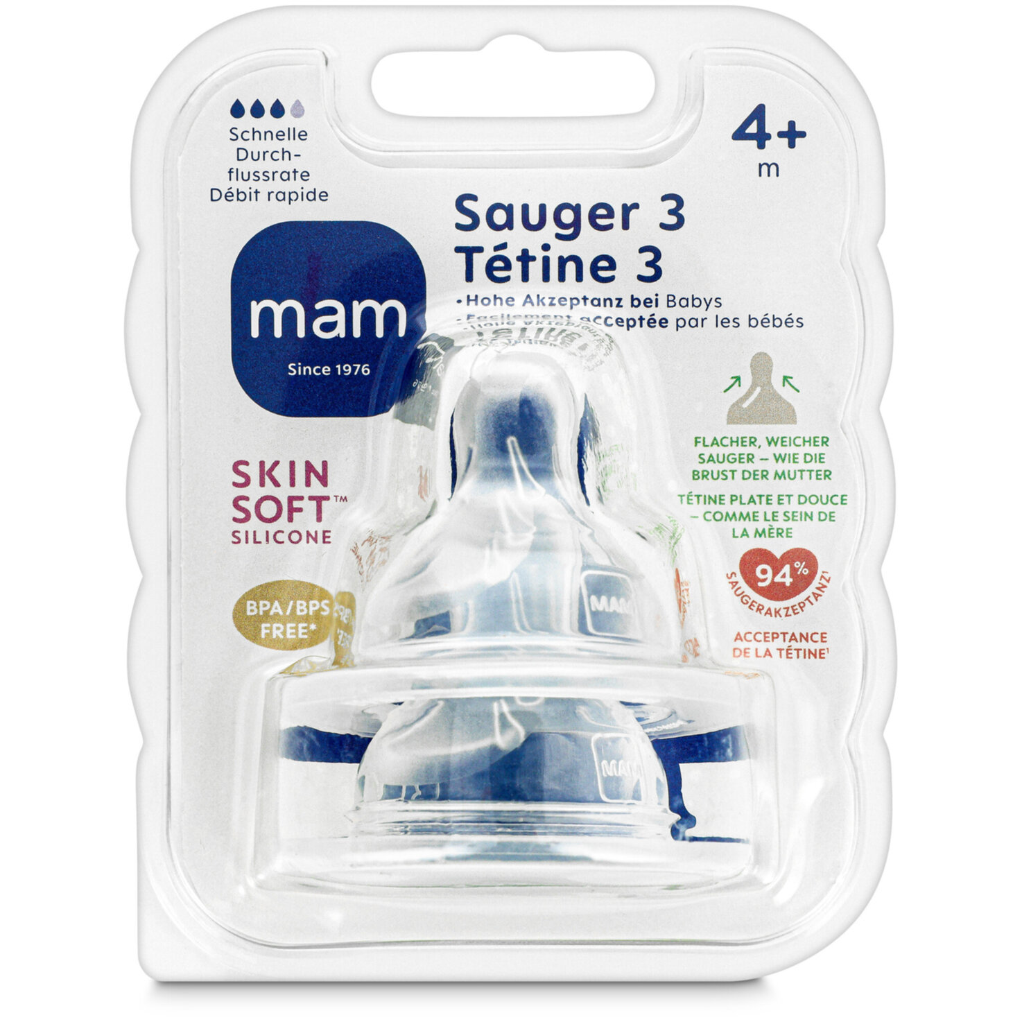 MAM Sauger 3 Silikon Silikon 4m 2 Stück