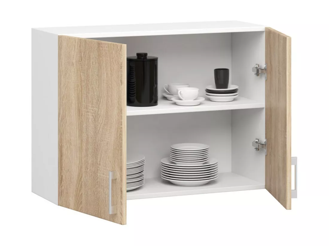 Armoires de cuisine haute AKORD W80 LIMA Blanc 80 cm 2 portes façade Chêne Sonoma 2 étagères 80x30,5x58 cm