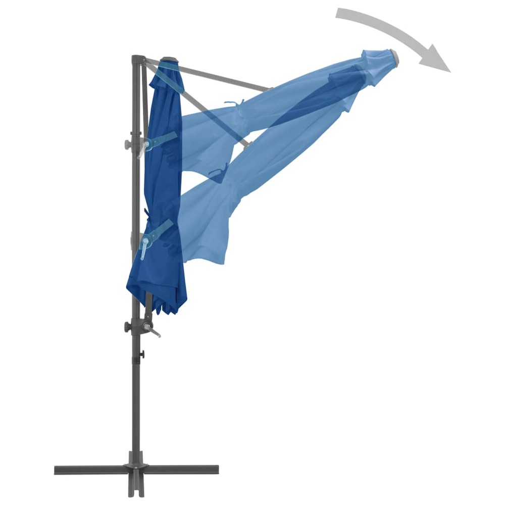 Parasol déporté avec mât en acier 300 cm bleu azuré