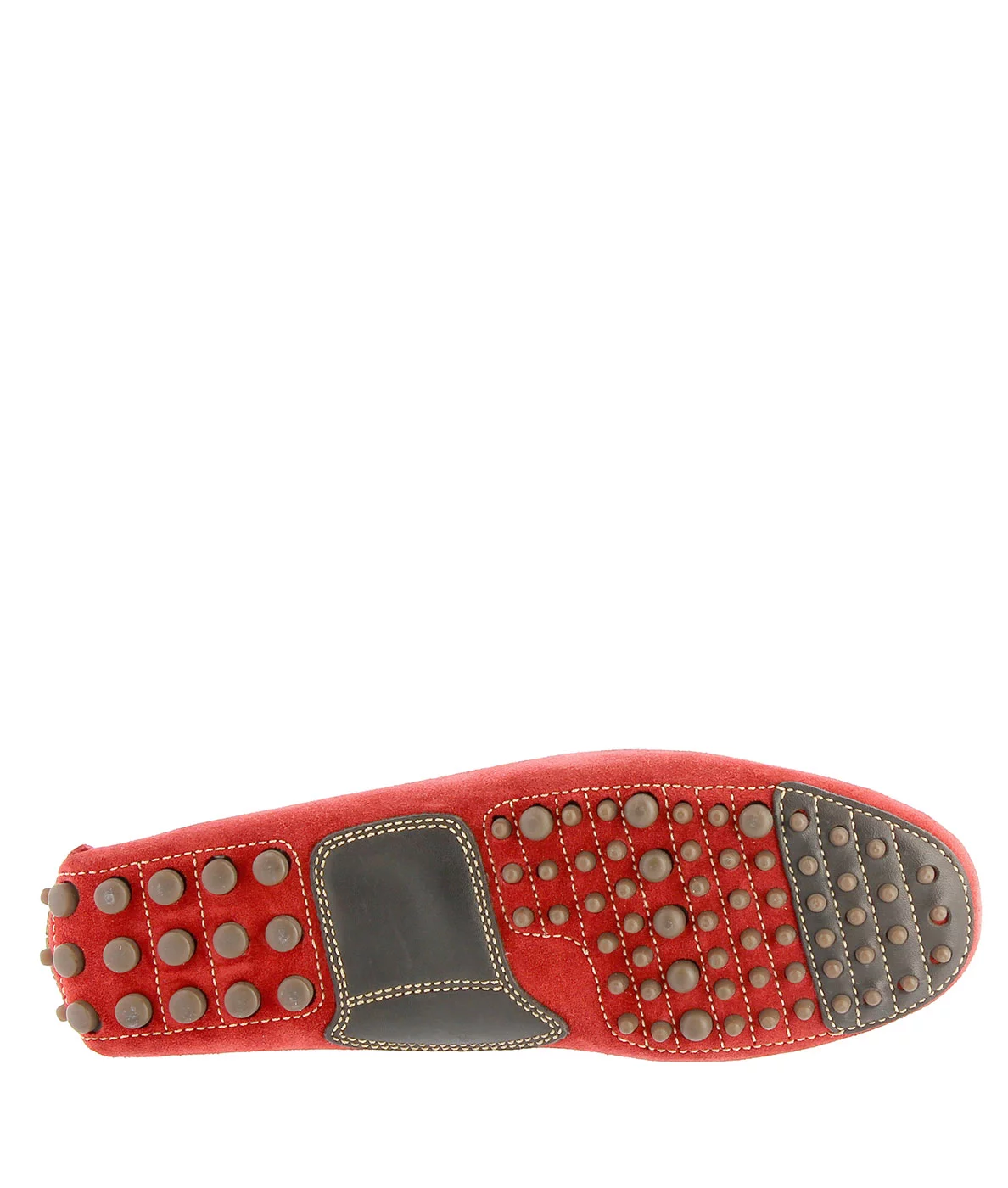 MOCASSIN BUCK DRIVER VELOURS TRICOLORE ROUGE