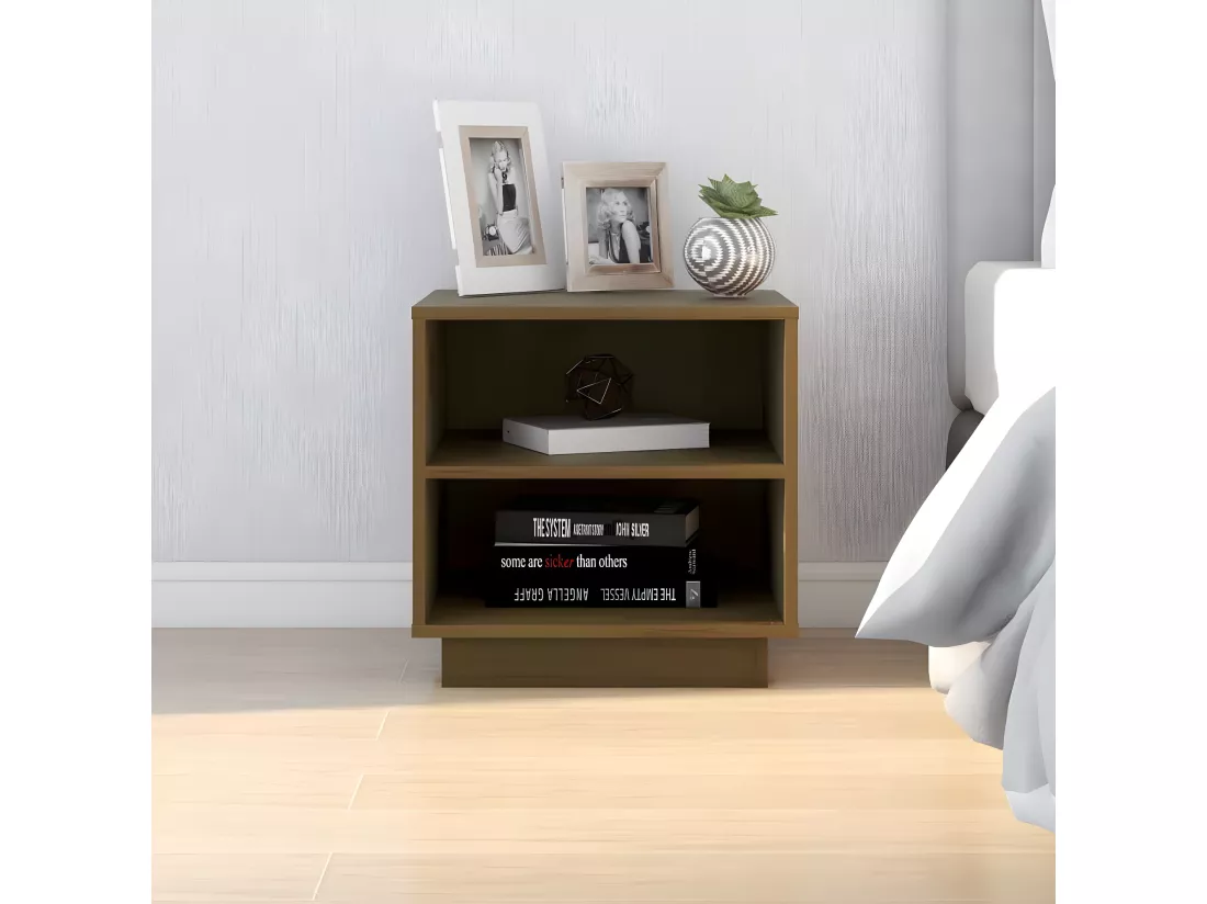 Table de chevet Marron miel 40x34x40 cm Bois de pin solide