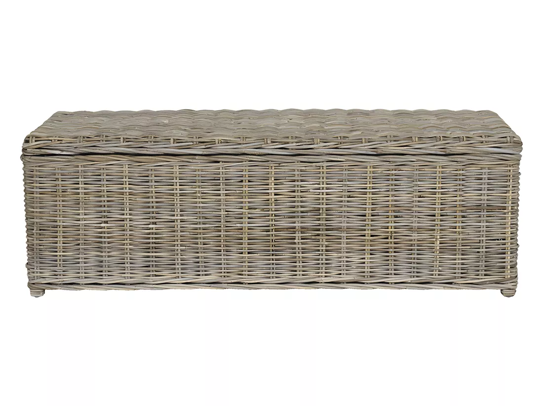 Coffre de rangement en kubu - L130 x P45 x H44 cm - Gris naturel - GAO